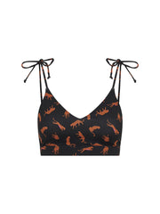 Genç - Omuzdan Bağlamalı Crop Top - Cheetah Chase Black