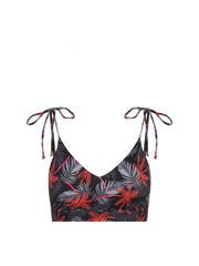 Genç - Omuzdan Bağlamalı Crop Top - Jungle Palm Black