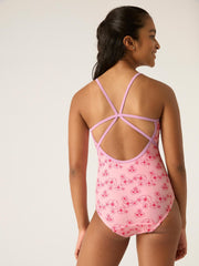 Teen Swimwear Racerback One Piece - Hibiscus Pink